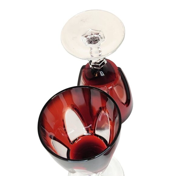 Cristal DArques Durand Ruby Wine Glasses Set Of 6 Gothic Arches Discontinued - Picture 9 of 12